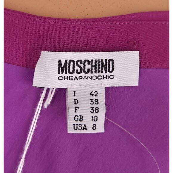 Moschino Cheap And Chic One Shoulder Midi Dress Size 42 US 8 Purple $349 - Picture 7 of 11